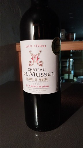 Bordeaux Lalande-de-Pomerol Domaine Musset Réserve 2019