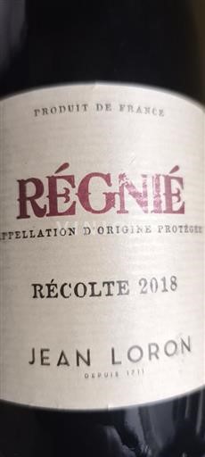 Beaujolais Régnié Jean Loron Régnié 2018