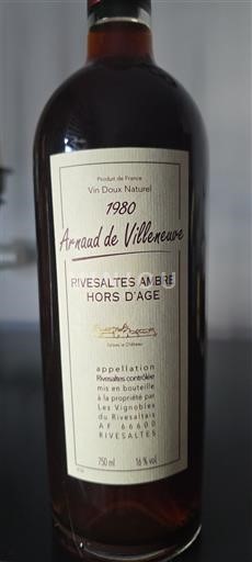 Roussillon Rivesaltes Arnaud de Villeneuve Rivesaltes Ambré Hors d'Âge 1980