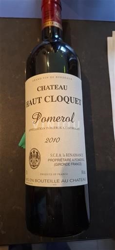 Bordéus Pomerol Château Haut Clôquet 2010