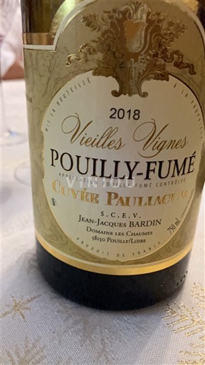 Thung lũng sông Loire Pouilly-fumé Domaine Jean-Jacques Bardin Vieilles Vignes Paulliac 2018
