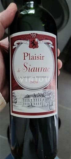 Bordeaux Lalande-de-Pomerol Siaurac Plaisir de Siaurac 2020