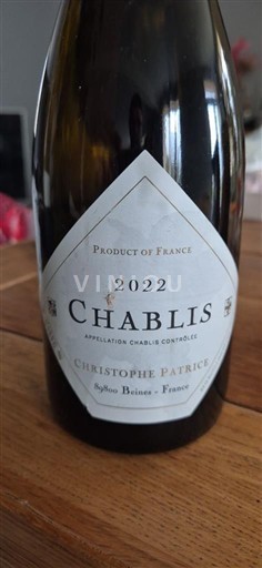 Borgonha Chablis Christophe Patrice 2022