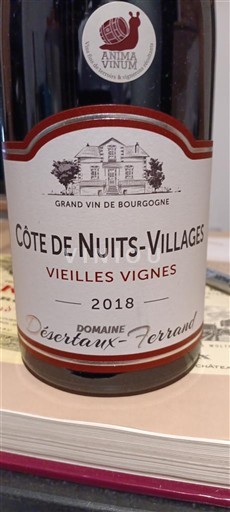 Burgundija Côte de Nuits Villages Grand Cru Desertaux Ferrand Vieilles Vignes 2018