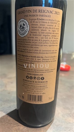 Burdeos Bordeaux superior Château Reignac Grand Vin de Reignac 2021