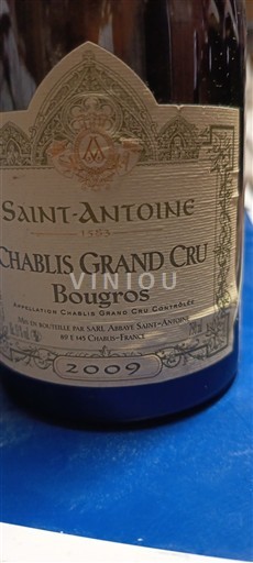 Burgundi Chablis Grand Cru Abbaye Saint-Antoine Bougros 2009