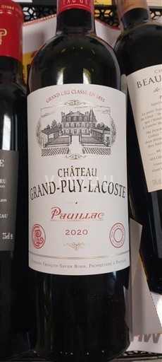 Vin Rouge sec Château Grand-Puy-Lacoste 2020 France Bordeaux Pauillac AOC