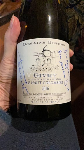 Burgundi Givry Domaine Besson Le Haut Colombier 2016