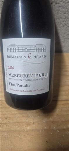 Burgundsko Mercurey Premier Cru Domaine S F. Picard Clos Paradis 2016
