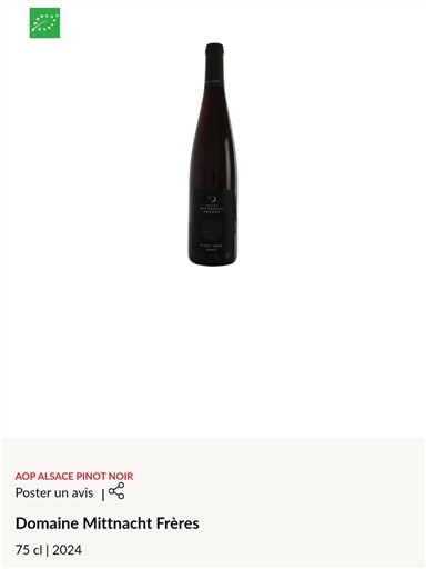 Alsace Pinot noir Domaine Mittnacht Frères 2024
