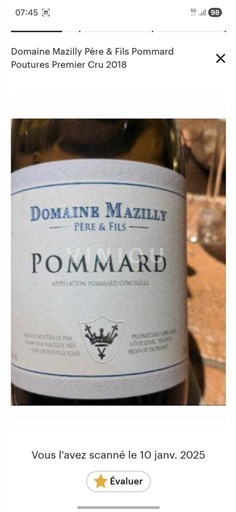 Borgoña Pommard Premier Cru Domaine Mazilly Père & Fils Poutures Premier Cru 2018
