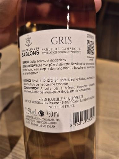 Languedoc và Roussillon Sable de Camargue Vignobles des Sablons Gris Không niên vụ