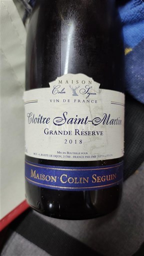 Borgonha Maison Colin Seguin Cloître Saint-Martin Grande Réserve 2018
