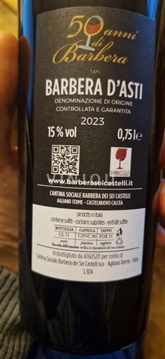 Piedmont Barbera d'Asti Cantina Sociale Barbera dei Sei Castelli 50 anni di Barbera 2023