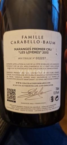 Burgundsko Maranges Premier Cru Famille Carabello-Baum Les Loyères 2013