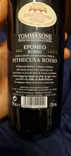 Campania Ischia Tommasone Epomeo Rosso Pithecusa Rosso 2012