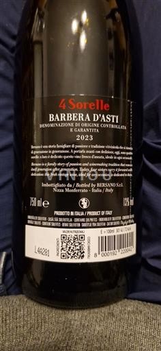 Piemonte Barbera d'Asti Bersano 4 Sorelle 2023