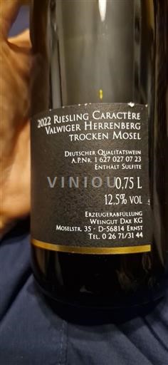 Mosela Weingut Dax Riesling Caractère Valwiger Herrenberg trocken 2022