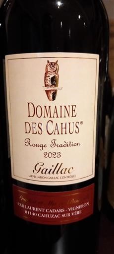 Sudoeste Gaillac Domaine Des Cahus Rouge Tradition 2023