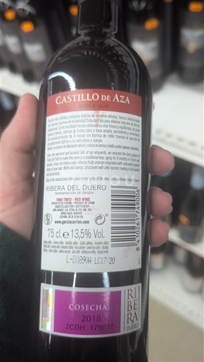 Vine Rouge sec Cosecha Castillo de Aza 2018 Spanien Castilien og León Ribera del Duero DO