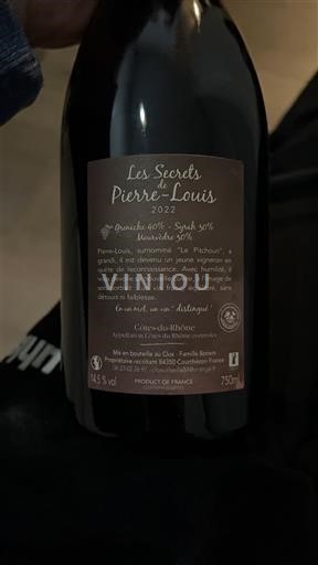 Valle del Ródano Côtes del Ródano Famille Romeyer Les Secrets de Pierre-Louis 2022