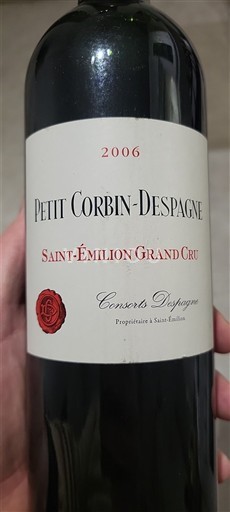 Burdeos Saint-Émilion Gran Cru Grand Cru Petit Corbin-Despagne 2006