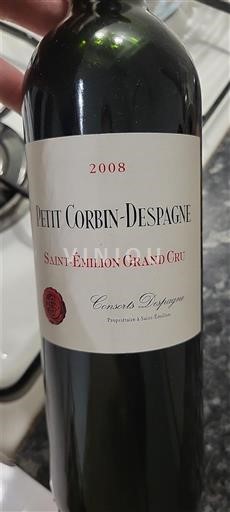 Burdeos Saint-Émilion Gran Cru Petit Corbin-Despagne 2008