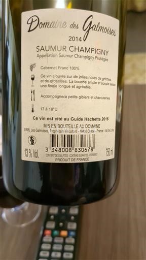 Loiren laakso Saumur-champigny Domaine Des Galmoises 2014