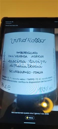 Vinos Rouge sec Cascina Tavijn 2016 Italia Piamonte DOC