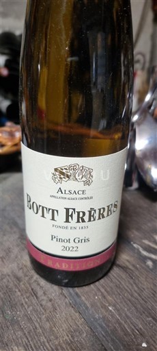 Vinos Blanc sec Pinot Gris Bott Frères 2022 Francia Alsacia Vin de France