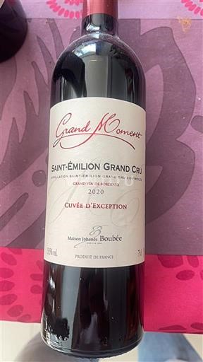 Bordeaux Saint-Émilion Grand Cru Grand Cru Maison Johannès Boubée Grand Moment d'Exception 2020
