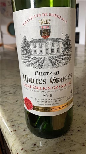 Bordoja Saint-Émilion Grand Cru Grand Cru Château Hautes Graves 2015