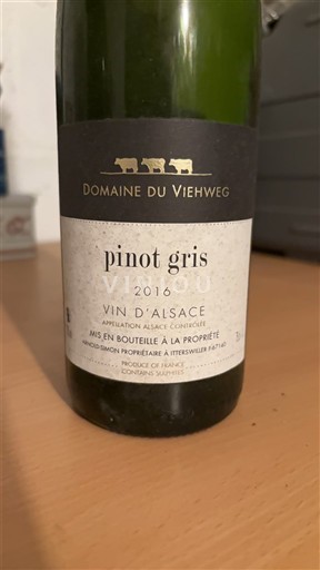 Vinos Blanc sec pinot gris Domaine Viehweg 2016 Francia Alsacia Vin de France