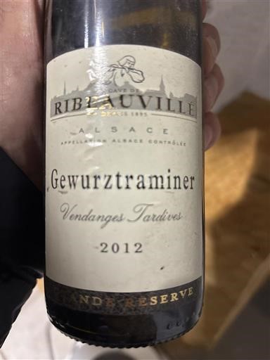 Alsace Vendanges Tardives Cave de Ribeauvillé Grande Réserve 2012