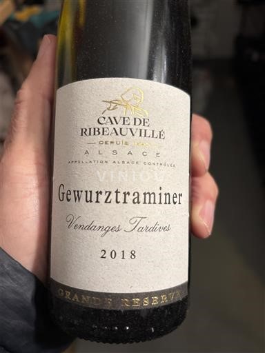 Alsace Vendanges Tardives Cave de Ribeauvillé Grande Réserve 2018