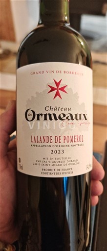 Bordeaux Lalande-de-Pomerol Château Les Ormeaux Prestige 2023