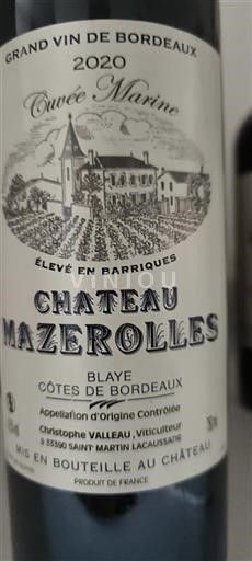 Burdeos Blaye-Côtes de Burdeos Château Mazerolles Marine 2020
