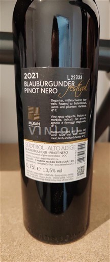 Vinos Rouge sec Festival Meran 2021 Italia Trentino-Alto Adigio Alto Adigio DOC