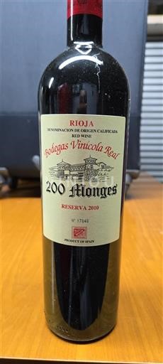 La Rioja Rioja Bodegas Vinicola Real 200 Monges Reserva 2010