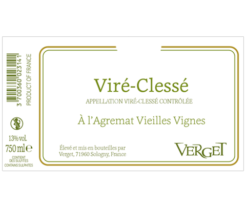 Burgundija Viré-clessé Verget À L'Agremat Vieilles Vignes 2023