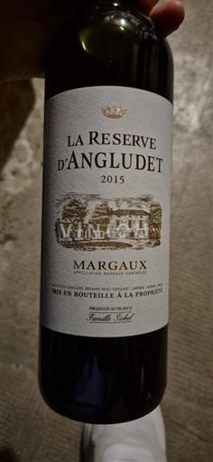 Bordeaux Margaux Château Angludet La Réserve d'Angludet 2015