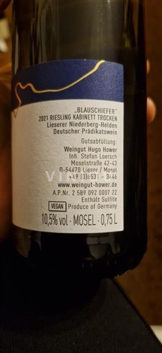 Mosela Weingut Hugo Hower Blauschiefer riesling 2021