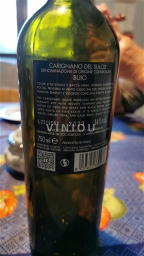 Sardegna Carignano del Sulcis Cantina Mesa Buio 2023