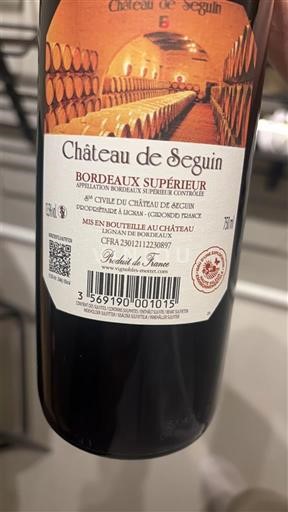 Bordeaux Bordeaux Supérieur Château Seguin 2023