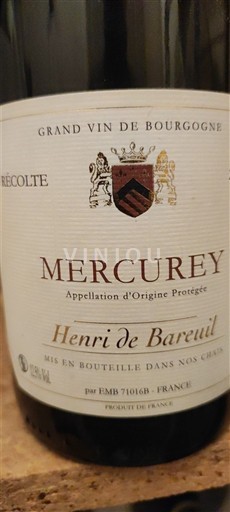 Burgundy Mercurey Henri de bareuil Non-Vintage