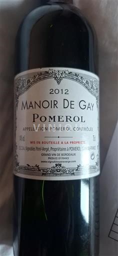 Bordeaux Pomerol Manoir de Gay 2012