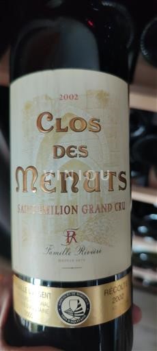 Bordeaux Saint-Émilion Grand Cru Grand Cru Clos des Menuts 2002