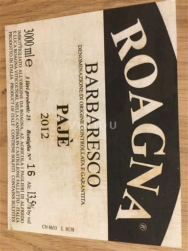 Piemonte Barbaresco Roagna Pajé 2012