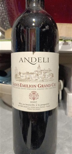 Bordeaux Saint-Émilion Grand Cru Grand Cru Andeli 2007