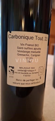 Languedoc và Roussillon Coteaux du Pont du Gard Malaïgue Carbonique Tout. 23 2023